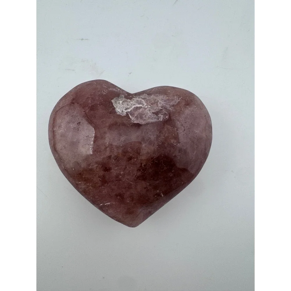 Strawberry Quartz Heart Crystal Rainbow Flash